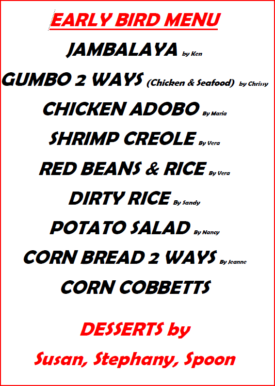 Early Bird Menu 2025